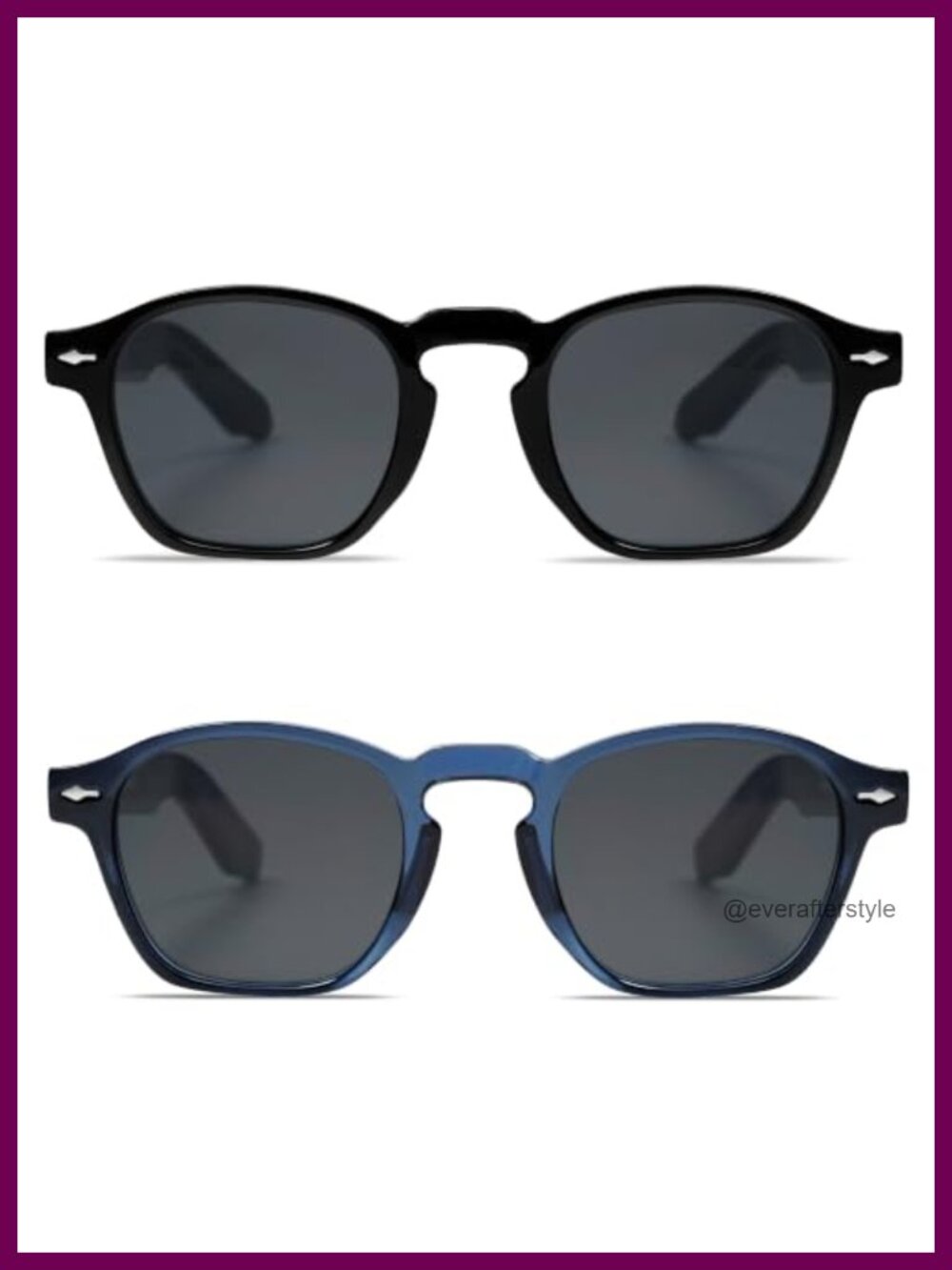 Retro Square Sunglasses UV400 Protection Lightweight Acetate Metal Unisex